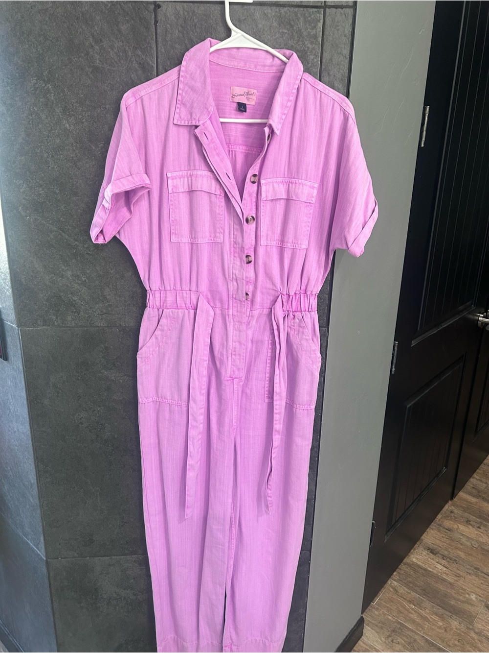 Casual Button-Front Lilac Jumpsuit